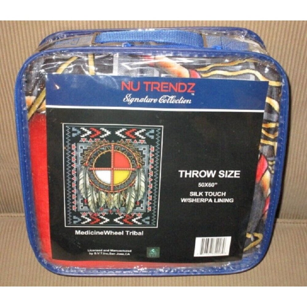 New Medicine Wheel Sherpa Plush Throw Gift Blanket Dreamcatcher Southwest SOFT - Picture 3 of 3